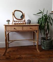 Mid Century Bamboo Dressing Table And Mirror Rattan Desk Bamboo Mirror Vintage Dresser Bohemian Mid Century Desk Bamboo Mirror Rattan