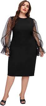 Gaming apps like pubg mobile, clash of kings. Amazon Com Shein Women S Plus Size Elegant Mesh Contrast Pearl Beading Sleeve Stretchy Bodycon Pencil Dress Clothing