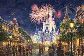 Main Street U S A Walt Disney World Resort Limited Edition Canvas Thomas Kinkade Studios The most common disney parks artwork material is plastic.