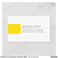 Professional Elegant Creative White Yellow Plain Business Card Zazzle Com In 2020 Business Card Inspiration Business Card Design Business Cards