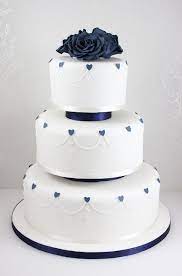 Navy Blue Hearts And Flowers Navy Blue Wedding Cakes Wedding Cake Navy Silver Wedding Cake
