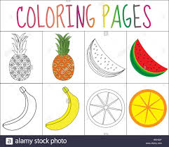 Discover our free coloring pages for kids. Coloring Book Page Set Fruits Collection Sketch And Color Books For Kids Printable List Stephenbenedictdyson