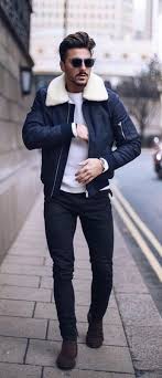 Black Bomber Jacket Outfits Men S 50 Stylish Ways To Wear A Shearling Coat Fashion Tips For Men Images Mens Fashion Casual Mens Outfits Mens Winter Fashion