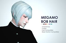 Megamo Saikou V Bangs Bob Hairinspired By Yanderedev Koumi Senpai Recolours Are Welcomed Just Remember Not To Include The Mesh Sims 4 V Bangs Sims Hair