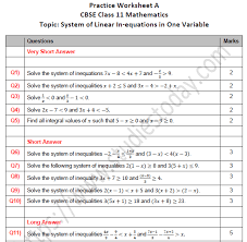 Our systems of equations and inequalities worksheets are free to download easy to use and very flexible. Cbse Class 11 Maths System Of Linear Inequations In One Variable Worksheet Set A
