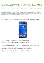 Hard Reset SONY Xperia C5 Ultra Dual ...