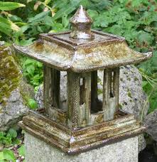 Medium Garden Lantern 25cm High Sycamore Ash Glaze Over Black Slip Japanese Garden Lanterns Garden Lanterns Ceramic Lantern