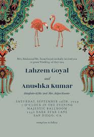 Oriental Flamingos Wedding Invitation Template Free Greetings Island Wedding Card Writing Wedding Invitation Design Inspiration Illustrated Wedding Invitations