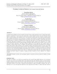 The documentary analysis was used as a method. Pdf Workplace Accident In Malaysia Most Common Causes And Solutions