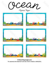 Free Printable Ocean Name Tags The Template Can Also Be Used For Creating Items Like Labels And Place Cards Download Ocean Names Name Tag Templates Name Tags