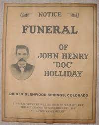 Doc Holliday Funeral Announcement Poster Old West Western Wanted Ebay Doc Holliday Old West Outlaws Old West Photos