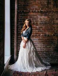 Industrial Chambray Wedding Inspiration Denim Wedding Dresses Denim Wedding Ruffle Wedding Dress
