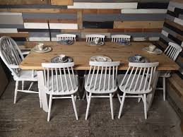 Shabby Chic Pine 6 Foot Farmhouse Kitchen Dining Table And 8 Dining Chairs Home Furniture Diy Fur Dining Table In Kitchen Dining Chairs Farmhouse Kitchen