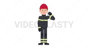White Male Firefighter Waving [Animated Stock GIFs] | VideoPlasty