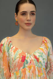 Buy Pink Chiffon Printed Floral V Neck Mia Short Dress For Women by Ozel  Online at Aza Fashions in US