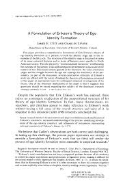 Erik erikson was born in frankfurt, germany, in 1902. Pdf A Formulation Of Erikson S Theory Of Ego Identity Formation