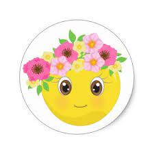 Pretty Girly Emoji With Flowers Stickers Zazzle Com Rock Painting Patterns Emoji Cool Stickers