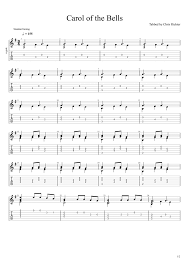 Carol of the Bells (Solo Fingerstyle Guitar Tab) (arr. Chris Richter) by  Words: Peter J WilhouskyMusic: Mykola Leontovych Sheet Music for Guitar Tab  at Sheet Music Direct