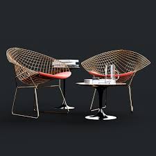 The bertoia side chair is available with a seat pad or fully upholstered. 3d Model Knoll Bertoia Diamond Chair And Saarinen Side