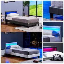 Letto per anziani e disabili realizzato in acciaio rivestito di epossidico. Dettagli Su Led Letto Singolo In Pelle Telaio Rete A Doghe Ecopelle Rotondo Imbottito