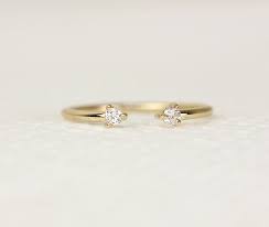 Two Diamonds Open Ring Wedding Band Diamond 14k Soild Gold Ring Cuff Ring Diamond Wedding Bands Wedding Ring Bands Diamond Bands