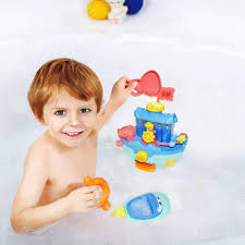 Follow the arrows to get this baby ready for bed. Pirate Ship Bath Toys For Toddlers 2 3 4 Years Old Baby Bath Tub Waterfall Floating Toy Boat To Wall With Suction Cup Scoop Shower Bath Time Water Easter Game In Bathroom