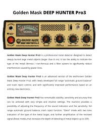 The professional ones are very sophisticated but the ones in the gadget first of all national geographic pro series metal detector is an easy to use and easy to navigate metal detector. Golden Mask Deep Hunter Pro3 Instruction Manual Pdf Download Manualslib