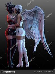 Fantasy Demon Angel Couple Embracing Women Love Stock Photo by ©Ravven  557113828