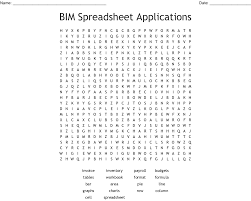 Bim Spreadsheet Applications Word Search Wordmint
