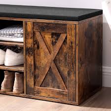 Default sorting sort by popularity sort by average rating sort by latest sort by price: Barn Door Vasagle Shoe Bench Rustic Brown Ulhs058x01 Padded Seat 43 3 X 11 8 X 18 9 Inches Storage Bench With Cupboard And 9 Open Compartments Shoe Shelf Furniture Storage Benches