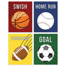Sporting wallpaper designs and manufactures sports themed wall coverings. Sports Themed Nursery Room Wall Art Colorful Basketball Baseball Socc