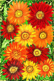 Flowers are one of the most beautiful creations of nature. Background From Gerbera Flowers In Red And Yellow Colours Painting By Irina Afonskaya Saatchi Art