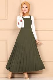 Modaselvim Elbise Piliseli Salopet Jile 623mr257 Haki Fashion Dresses Outfits