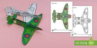 Ww2 war plane coloring page Simple Ww2 Spitfire Paper Craft Activity Teacher Made