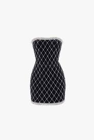Black Embroidered Bustier Dress Bustier Dress Balmain Dresses