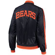 Chicago Bears Starter Women S Overtime Varsity Satin Full Snap Jacket Navy Walmart Com
