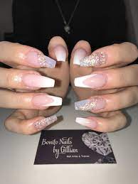 Pink Glitter Acrylics Ombre And Reverse French Pinkglitter Ombre Ombrenails Pinknails Pinkglitt Long Acrylic Nails French Tip Nails French Acrylic Nails