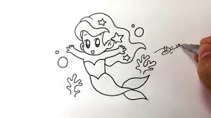 Draw a diagonal line for her left arm. Drawings Mermaids Bilscreen