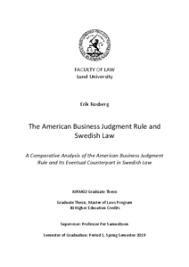 The American Business Judgment Rule And Swedish Law