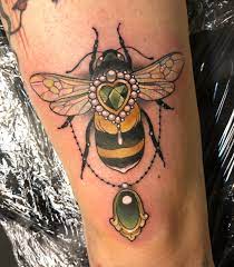 Little Bee On The Knee Second One Done In Germany Thanks Christina Bumble Bee Tattoo Bee Tattoo Queen Bee Tattoo
