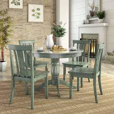 Lexington 5 Piece Wood Dining Set Round Table And 4 Slat Back Chairs Dark Sea Green Walmart Com Round Dining Table Sets Kitchen Table Settings Small Kitchen Tables