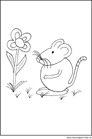 Maus Mit Blume Kostenloses Ausmalbild