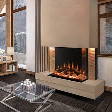 Lifesmart large room infrared quartz fireplace in burnished oak finish. Electric Fireplace Tyrell European Home Contemporary Closed Hearth 3 Sided