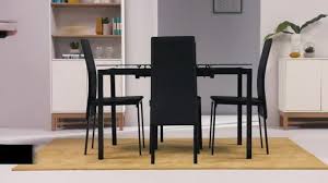 This stylish modern white high gloss dining table and 6 grey faux leather chairs consists of a glass and high gloss top with elegant shape high gloss base and will clearly be the focal point to your dining room. Buy Argos Home Lido Glass Extending Table 6 Black Chairs Dining Table And Chair Sets Argos