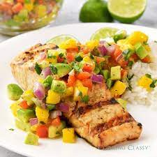 Grilled Salmon With Mango Avocado Salsa Avocado Grilled Homemade Mango Salmon Salsa Grilled Salmon Recipes Salmon Recipes Summer Recipes Dinner