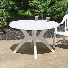 Round resin patio table with umbrella hole. White Aluminum Patio Table With Umbrella Hole Round Outdoor Table Plastic Outdoor Furniture Diy Patio Table