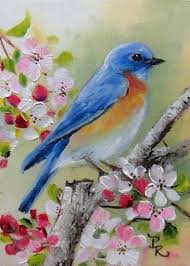 Beautiful Bird Paintings On Canvas Watercolor Painting By Paulie Rollins Blue Bird In An Apple Tree Watercolor Bird Birds Painting Watercolor Paintings For Beginners