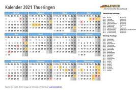 Ferientage in thüringen im jahr 2021: Kalender 2021 Thueringen Alle Fest Und Feiertage