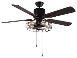 5 Light Black Vintage Industrial Ceiling Fan With Remote Reversible Blades Industrial Ceiling Fans By Bella Depot Inc