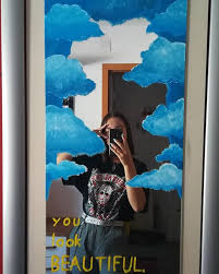Aesthetic Aestheticoutfit Grungeoutfits Clouds Cloudpainting Aesthetic Aestheticoutfit Grungeoutfi Bedroom Art Painting Mirror Painting Art Room